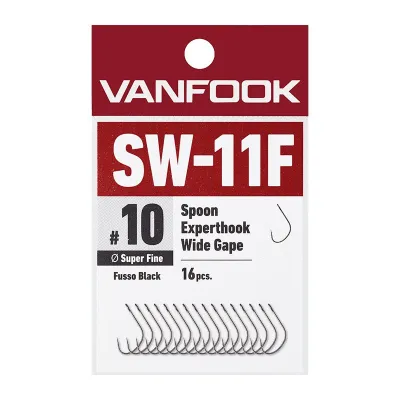 VANFOOK SW-11F  Spoon Experthook Wide Gape Super Fine Wire Fusso Black